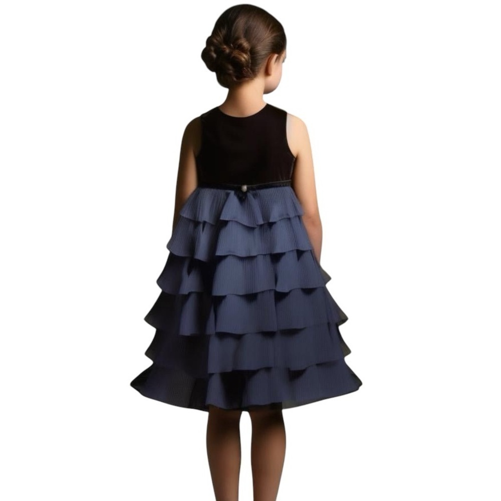 Gymboree girls blue sleeveless satin tiered dress size 4 fully lined